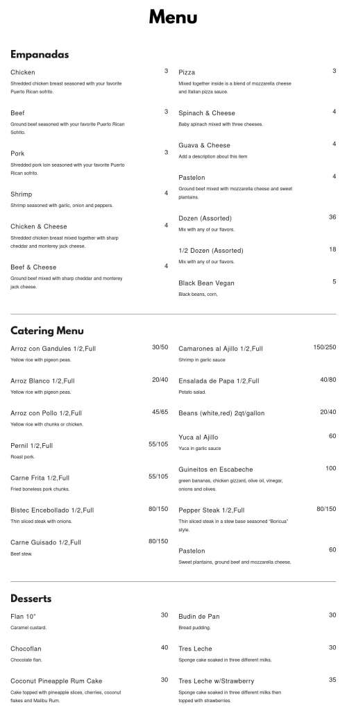 Yaris Good Eats menu in Freeport, New York, USA