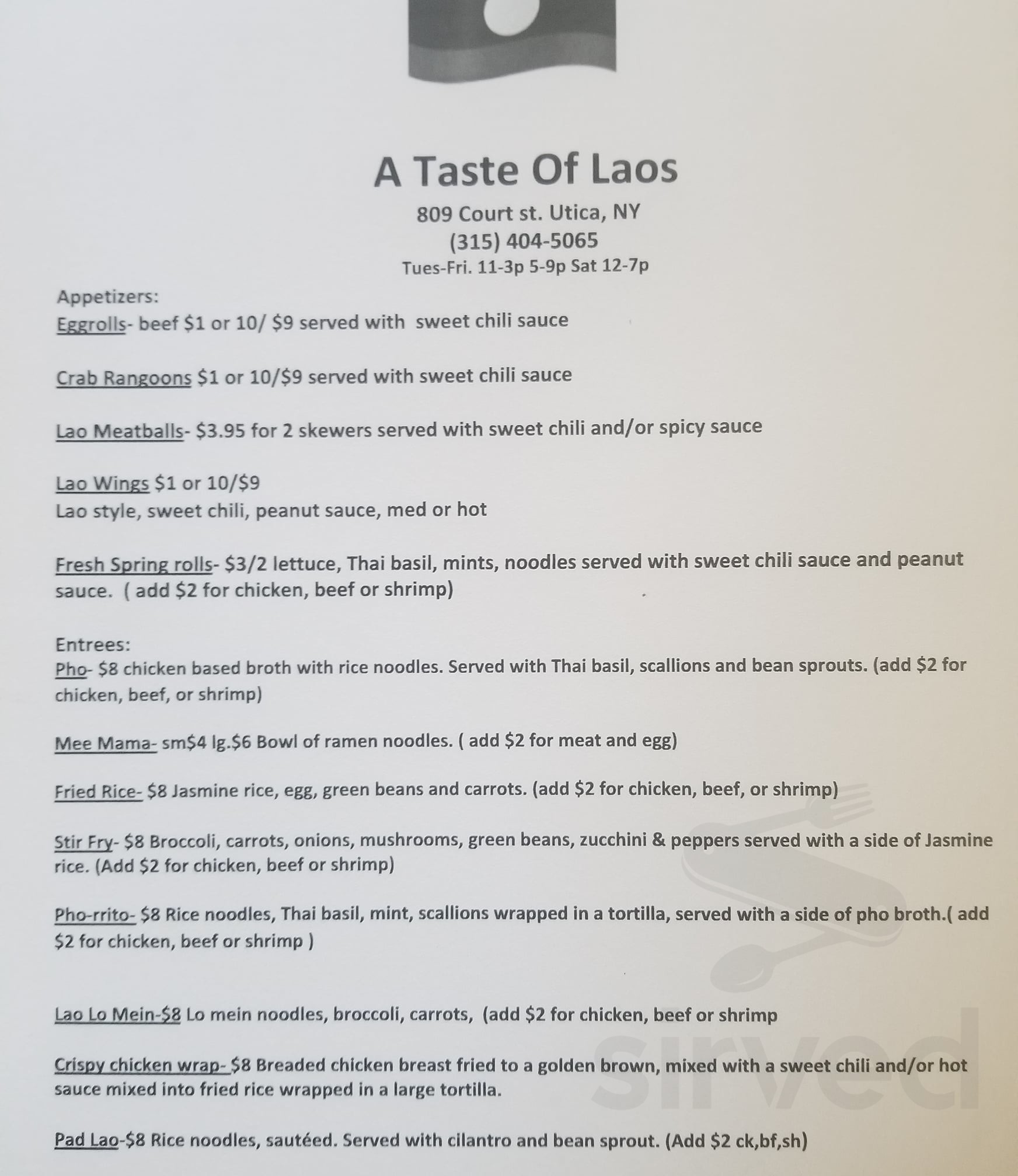 Karma Asian Fusion Cuisine menu in Whitesboro, New York, USA