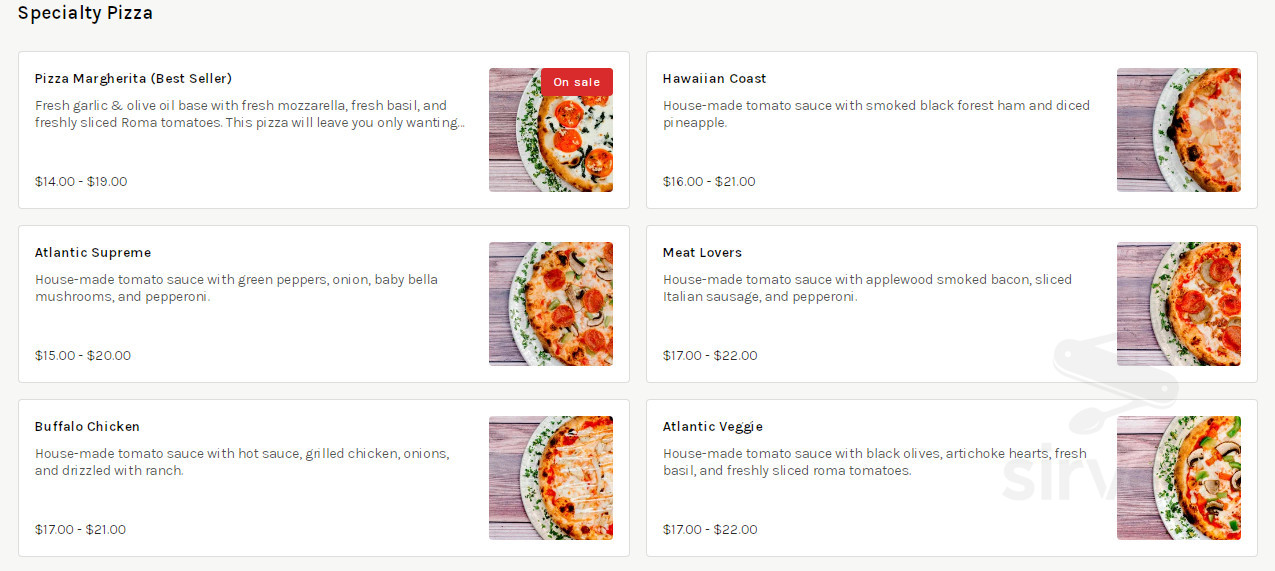 Atlantic Crust Brick Oven Pizza menu in North Myrtle Beach, South