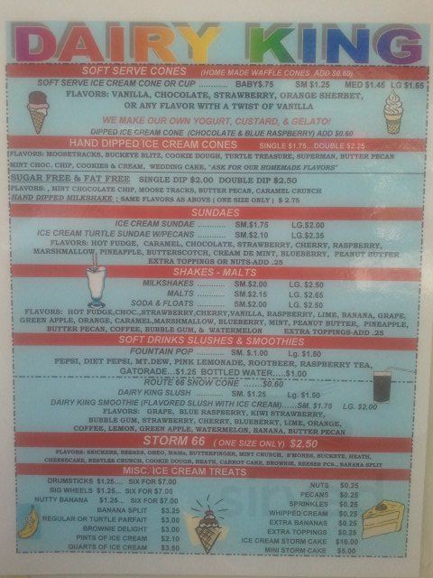 Menu for Dairy King & Motel in Fort Loramie, OH | Sirved