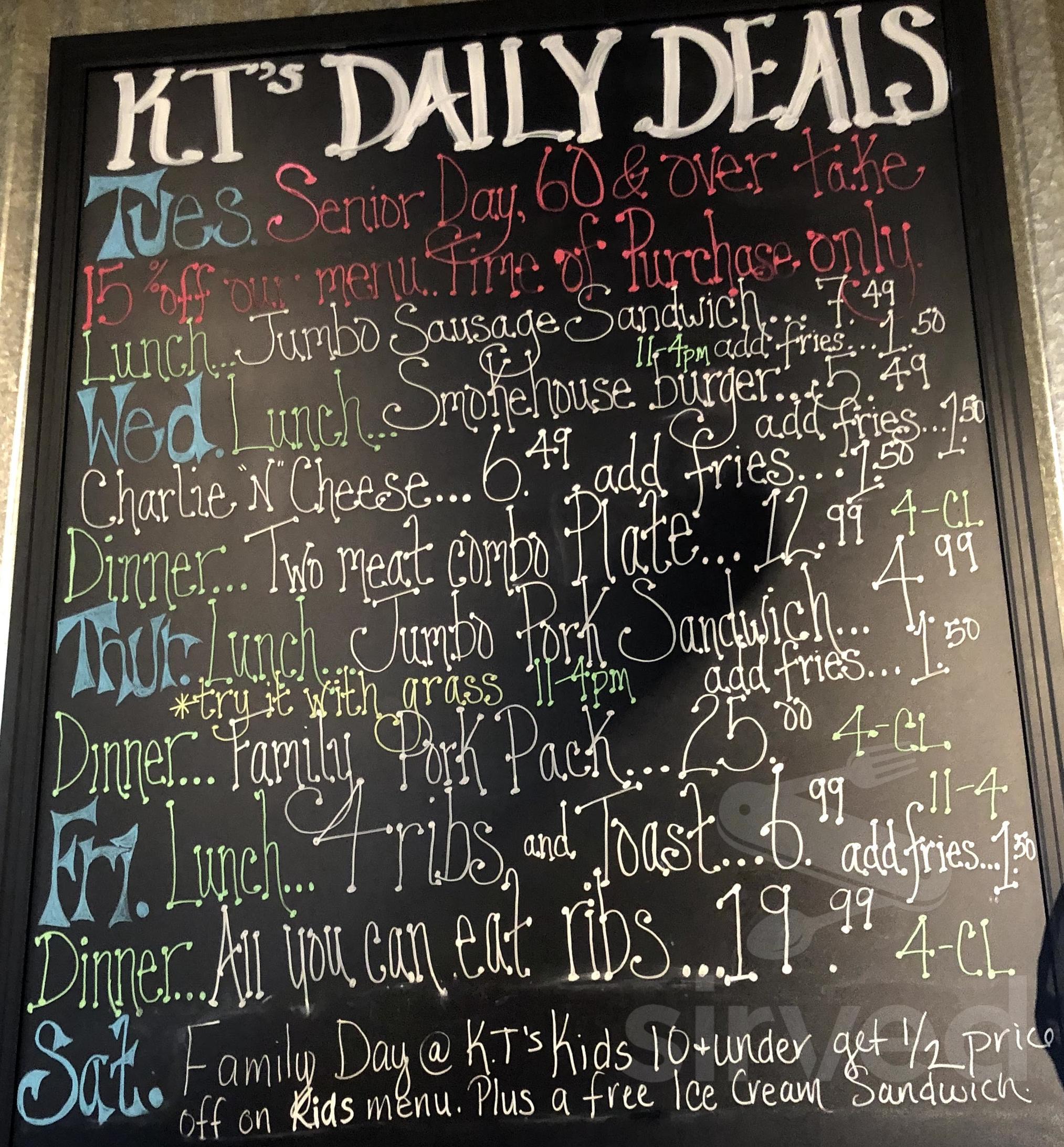 K T's Smokehouse BBQ menus in Gassville, Arkansas, United States