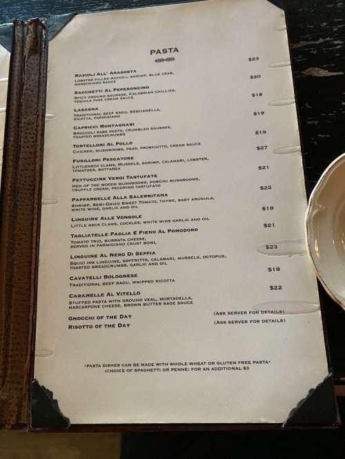 La Nonna menu in Brooklyn, New York, USA