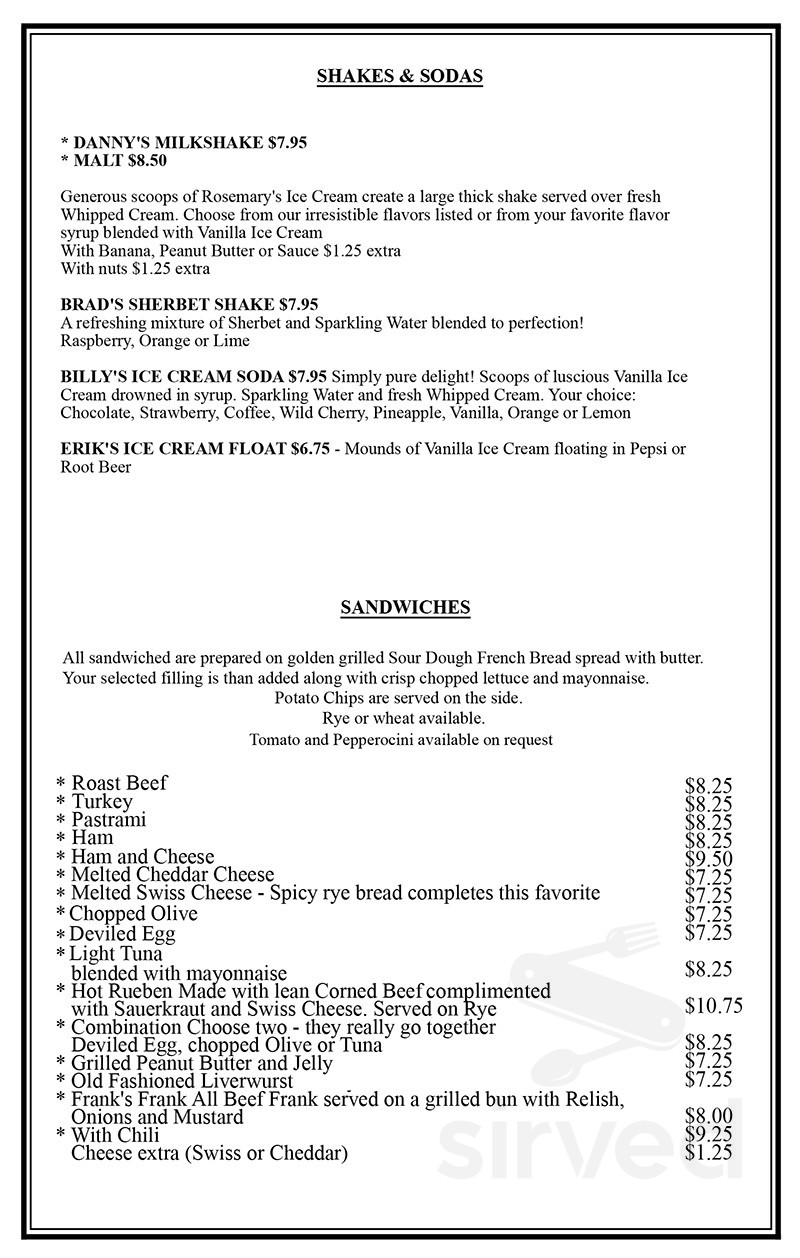 Rosemary's Family Creamery menu in Bakersfield, California, USA