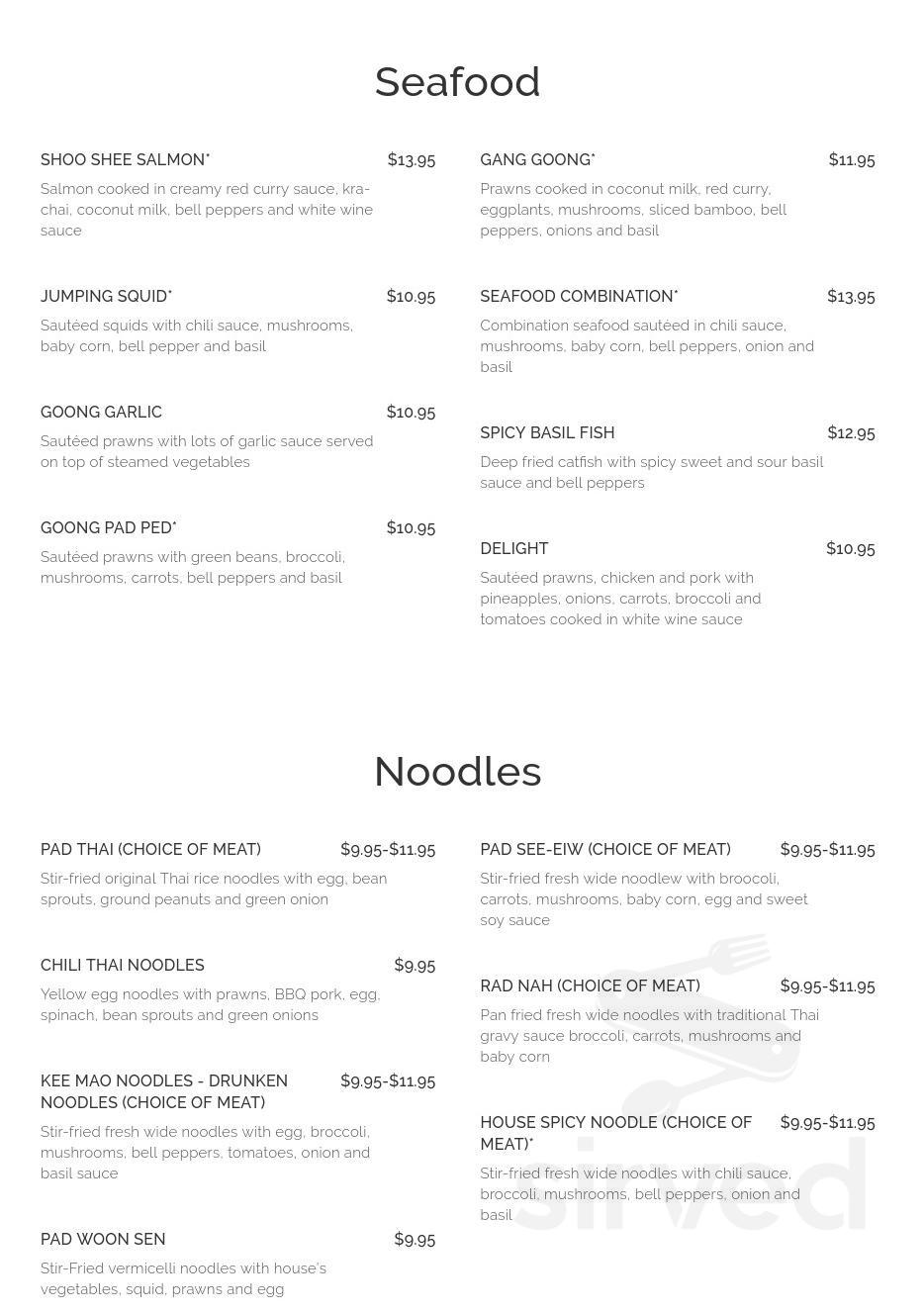 Chili Thai Restaurant menu in University Place, Washington, USA