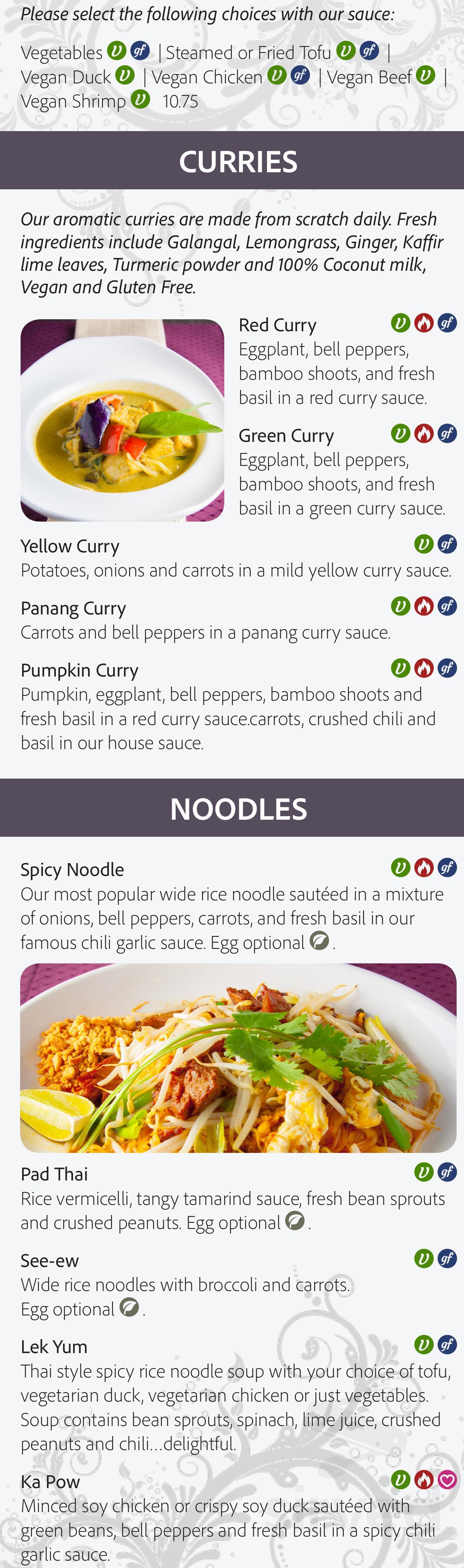 Plumeria Vegetarian Restaurant menu in San Diego, California
