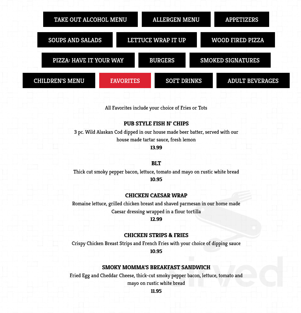 Smoky Hearth Restaurant Bar & Grill menu in Sandy, Oregon