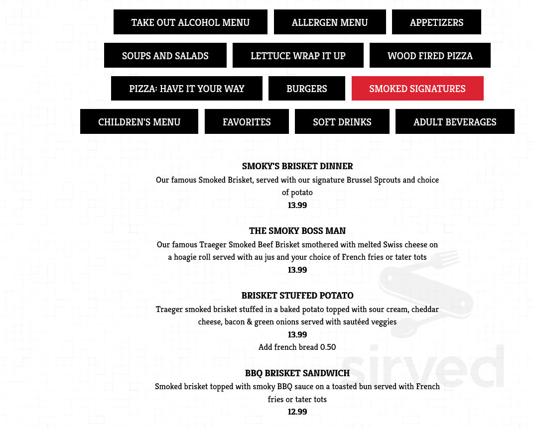 Smoky Hearth Restaurant Bar & Grill menu in Sandy, Oregon