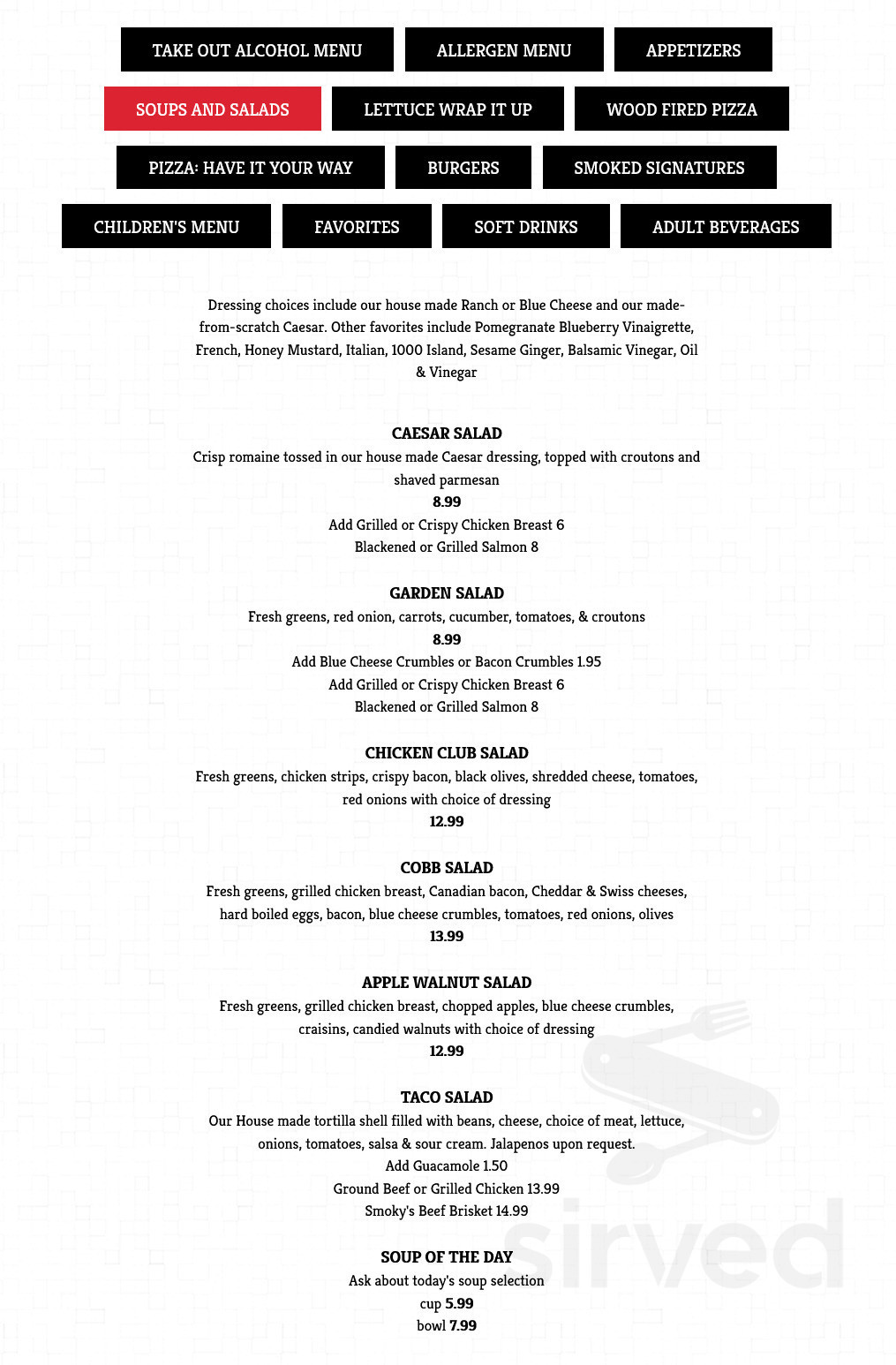 Smoky Hearth Restaurant Bar & Grill menu in Sandy, Oregon