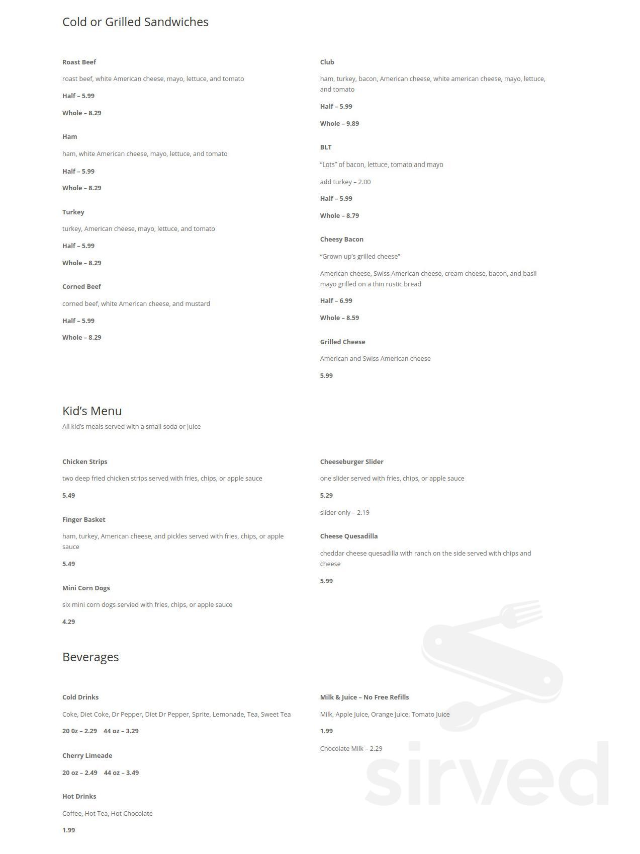 Menu - Maize KS's Nancy's Amazing Sandwiches Inc | Sirved