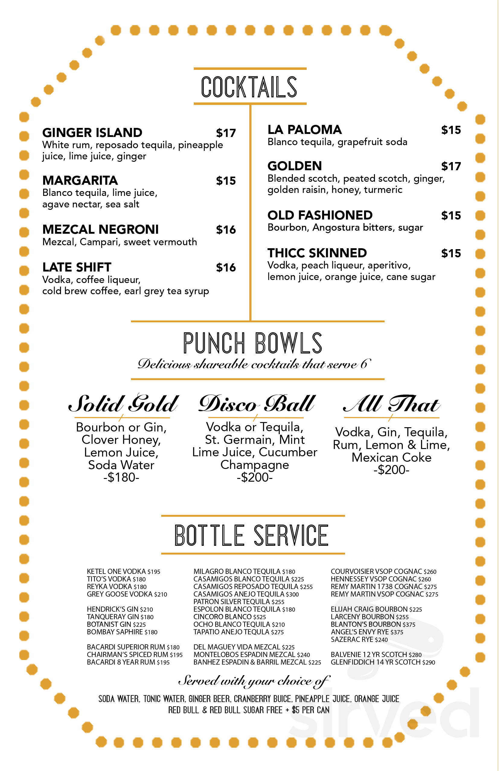Willis show bar menu in detroit michigan usa