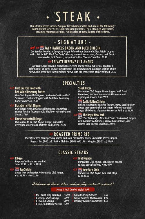 The Montana Club Restaurant menu in Billings, Montana, USA
