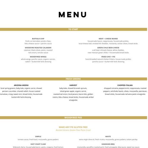 Old County Inn menu in Pine, Arizona, USA