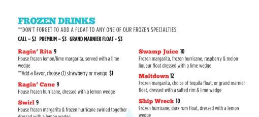 Ragin Tea Menu Menu for Ragin' Cajun in Houston, TX | Sirved