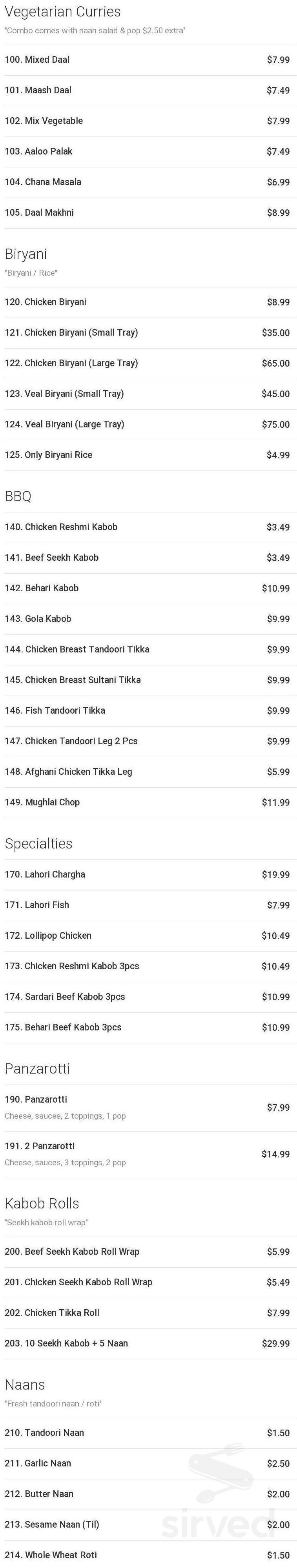 Hot Plate menus in Mississauga, Ontario, Canada