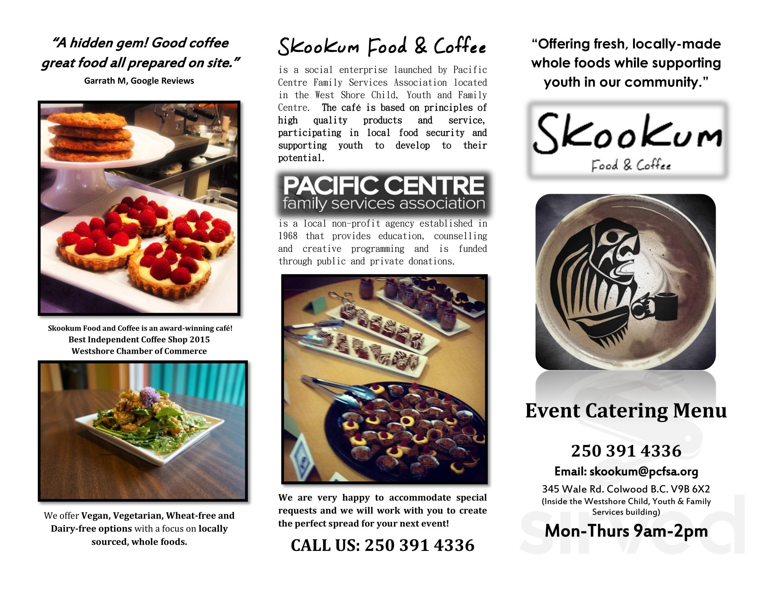 Skookum Food and Coffee menu in Victoria, British Columbia