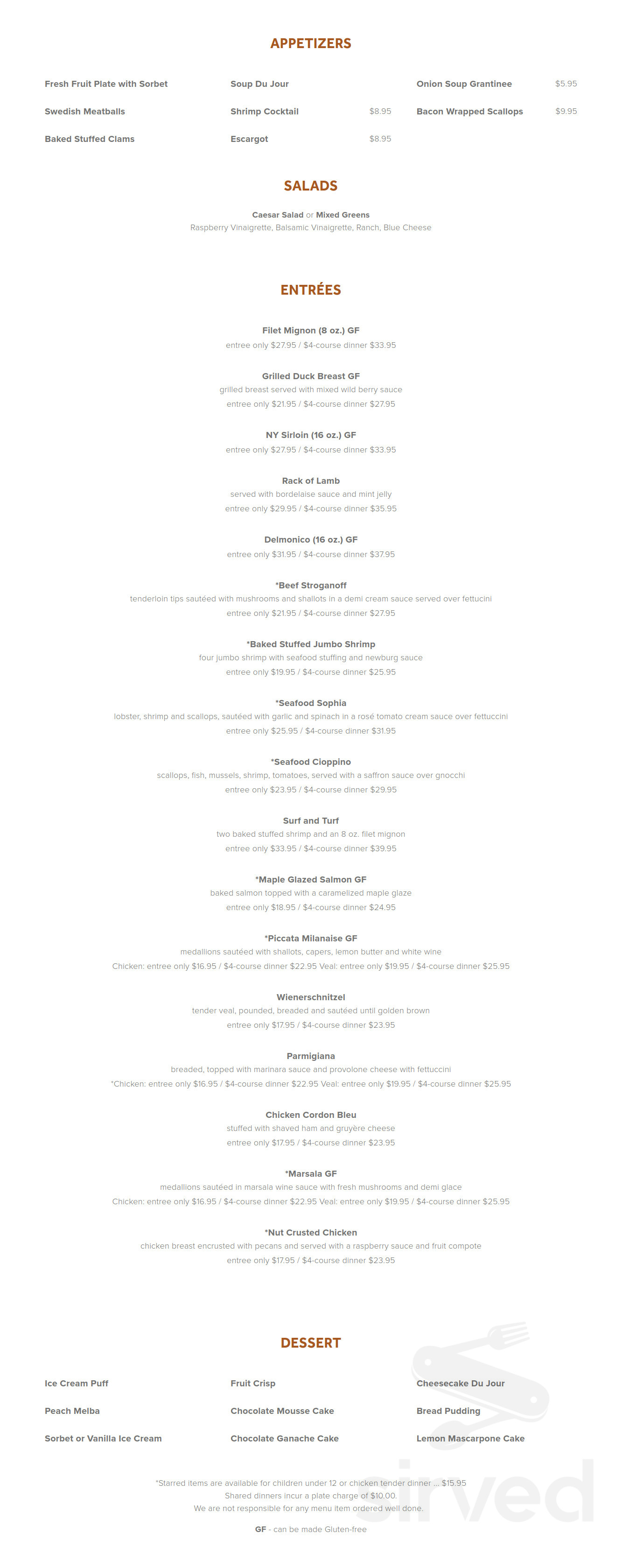 Menu for Mile Away in Milford, NH | Sirved