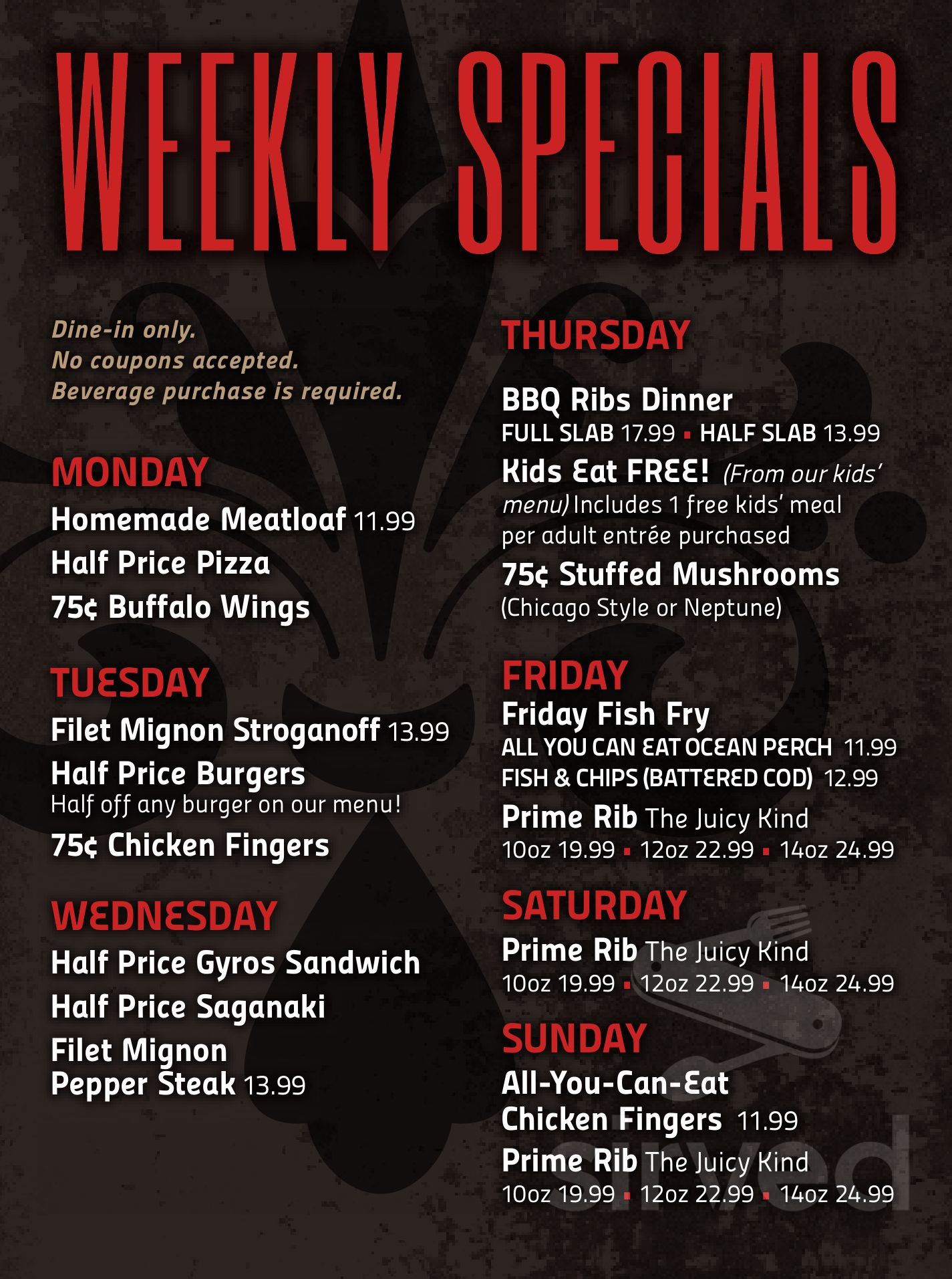 The Village Squire (South Elgin) menus in South Elgin, Illinois, United