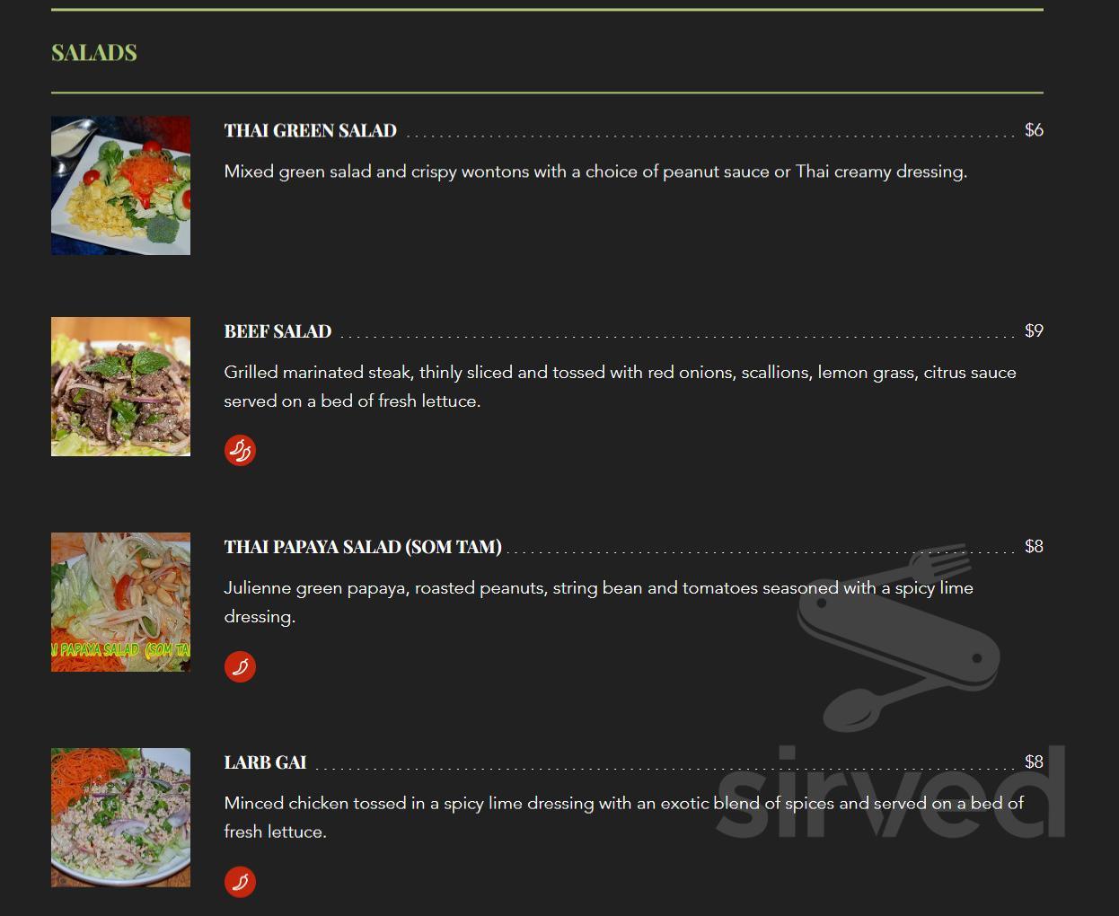 Thai Martinsburg Restaurant menu in Martinsburg, West Virginia, USA