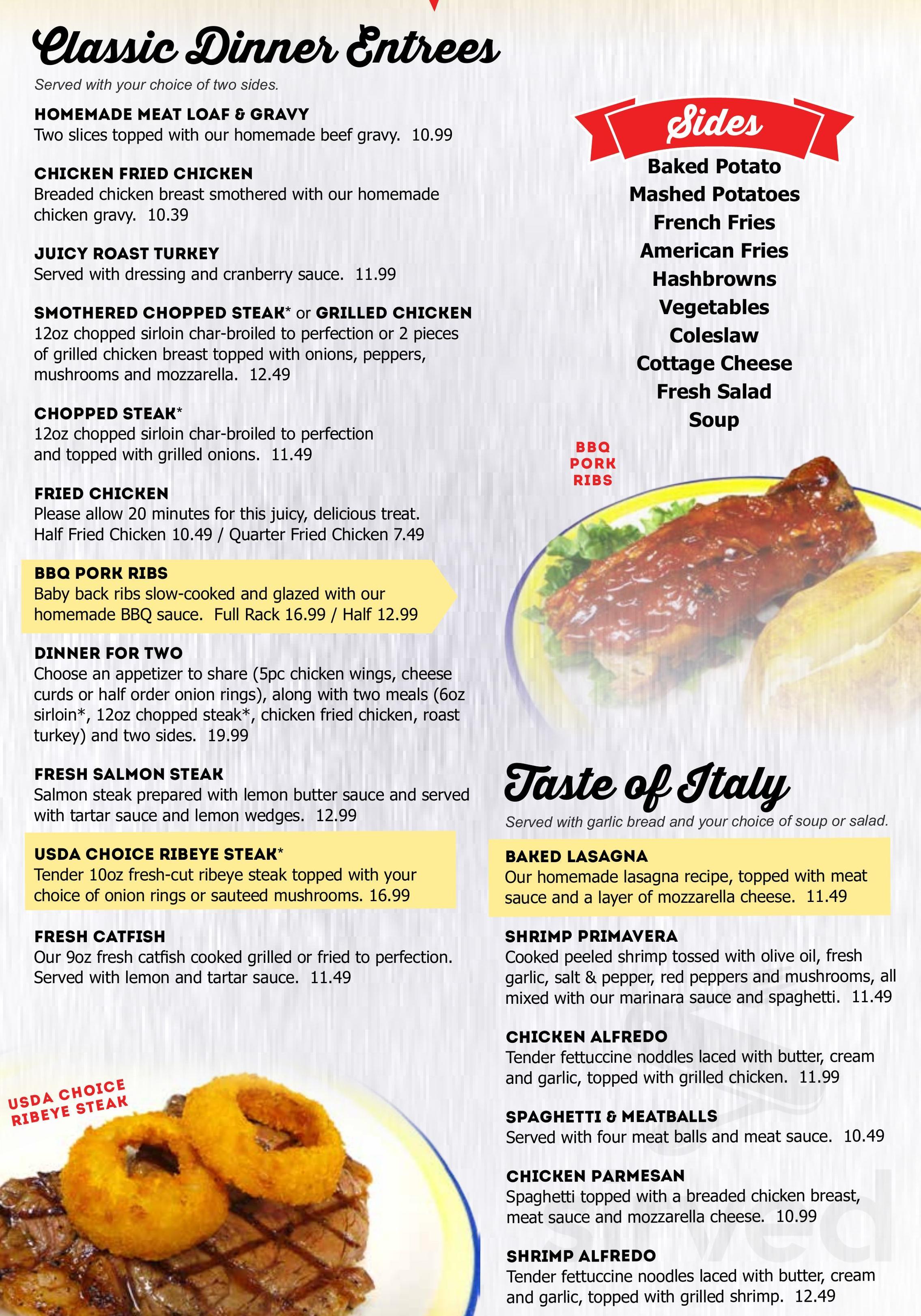 Gus Diner Menu In Rolling Meadows Illinois USA