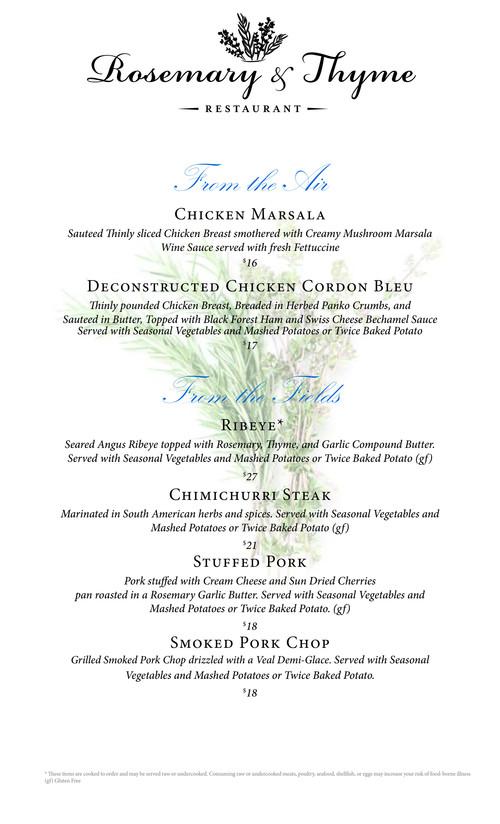 Rosemary And Thyme Restaurant Menu In Americus Georgia USA Rosemary and thyme restaurant menu in americus georgia usa