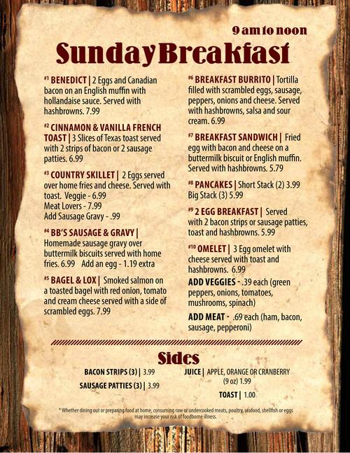 BB Jacks Pizza and Sandwich Lounge menu in Wausau, Wisconsin, USA