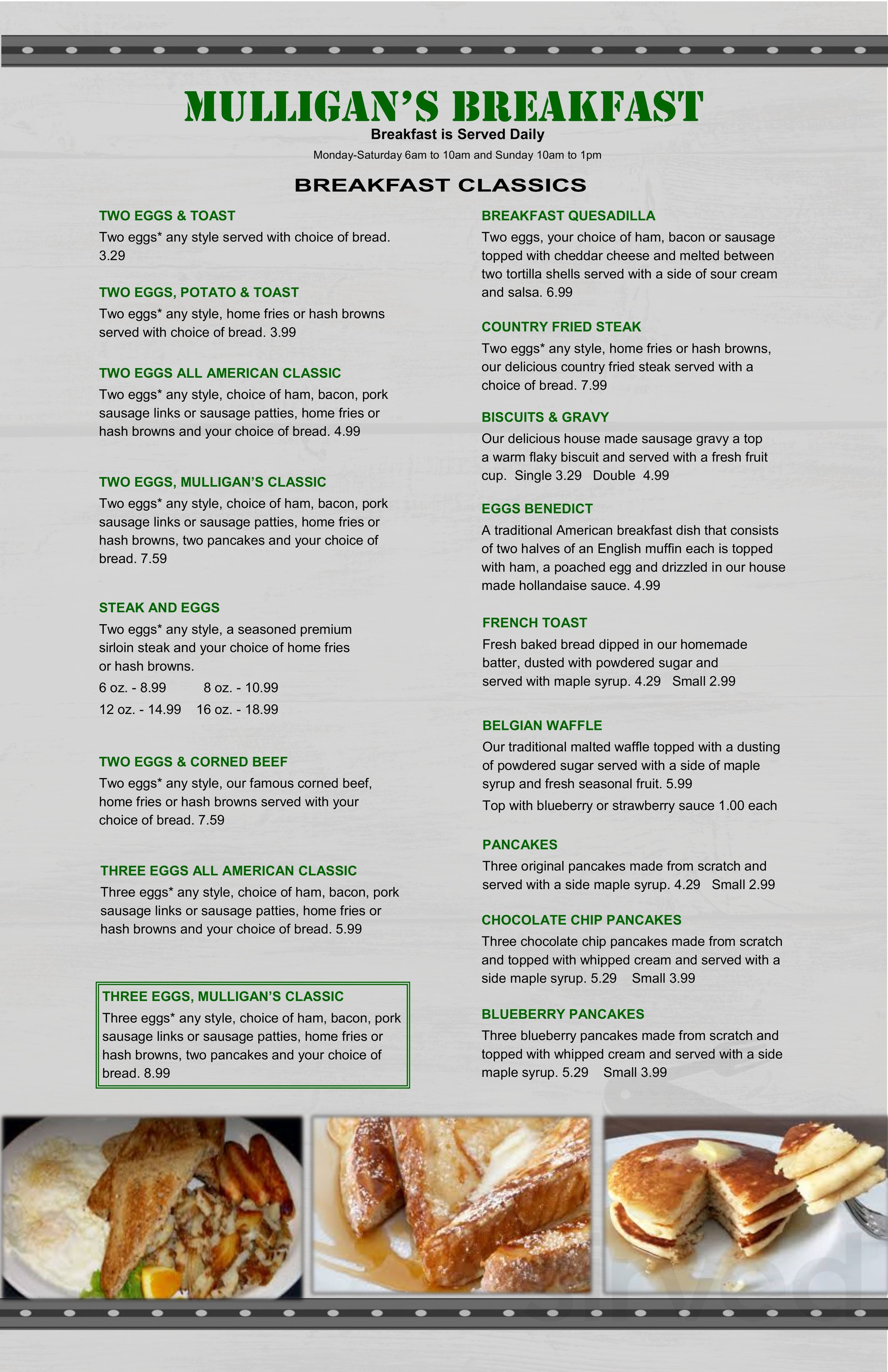 Mulligan's Bar & Grille menus in Strongsville, Ohio, United States