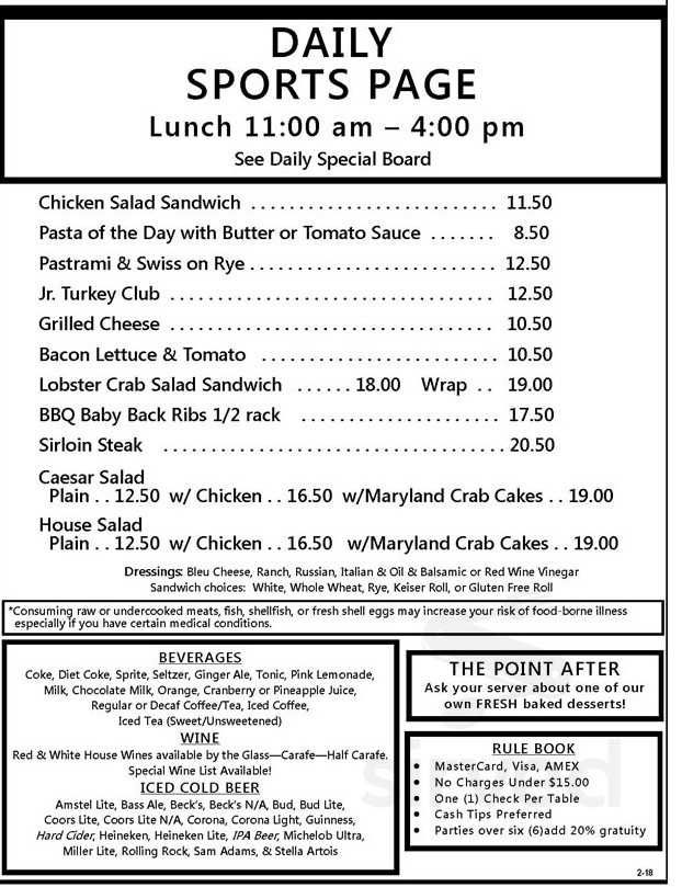Fellingham's Restaurant Sports Bar menu in Southampton, New York, USA