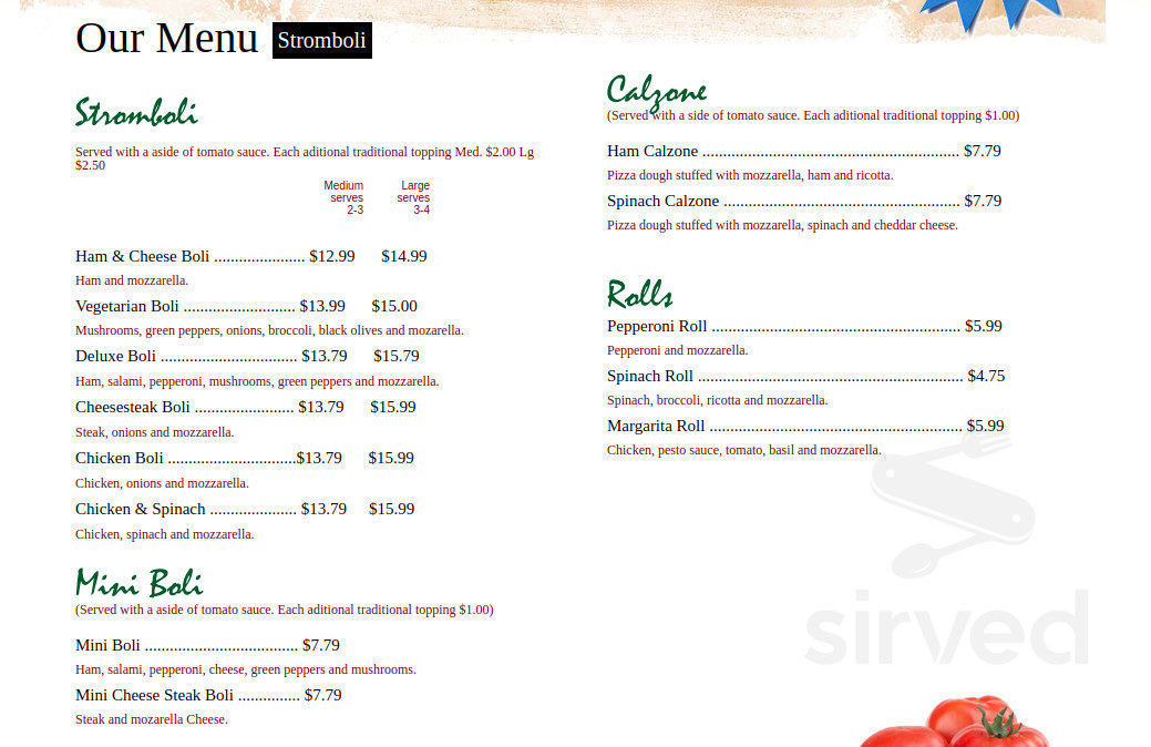 Italian Pizza & Subs menu in Harrisburg, Pennsylvania, USA