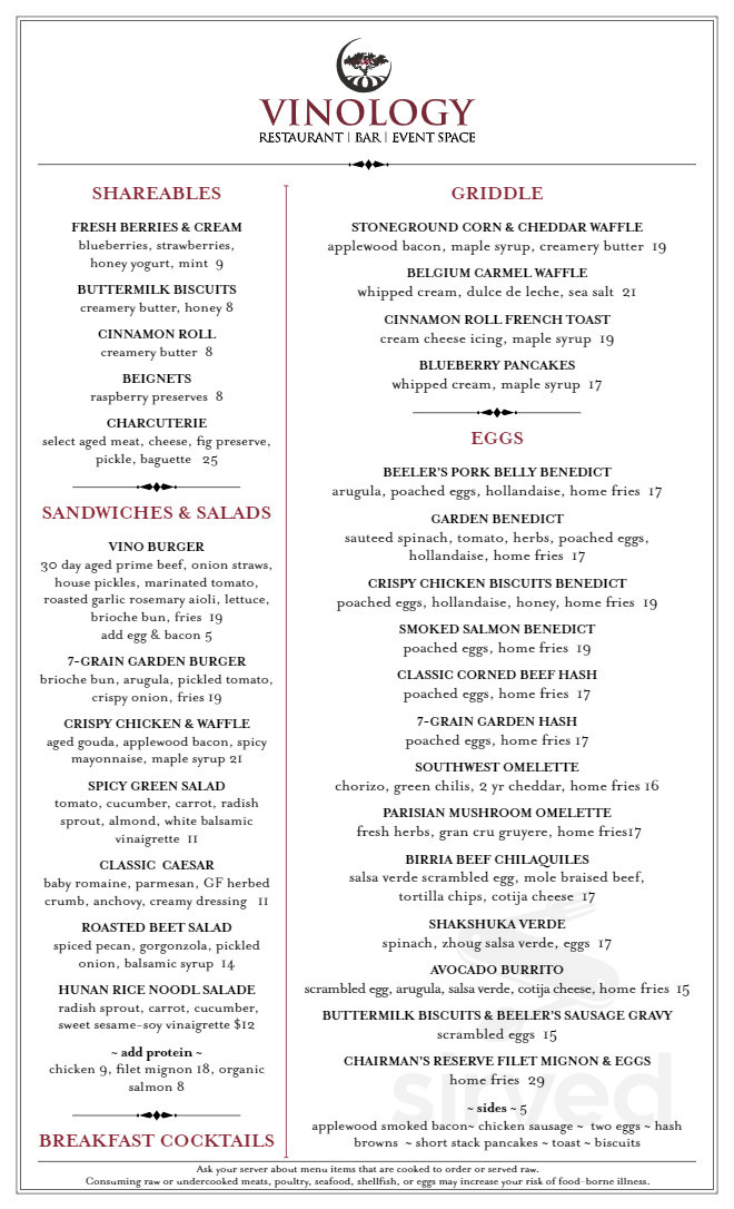 Menu - Ann Arbor MI's Vinology Restaurant & Event Space | Sirved