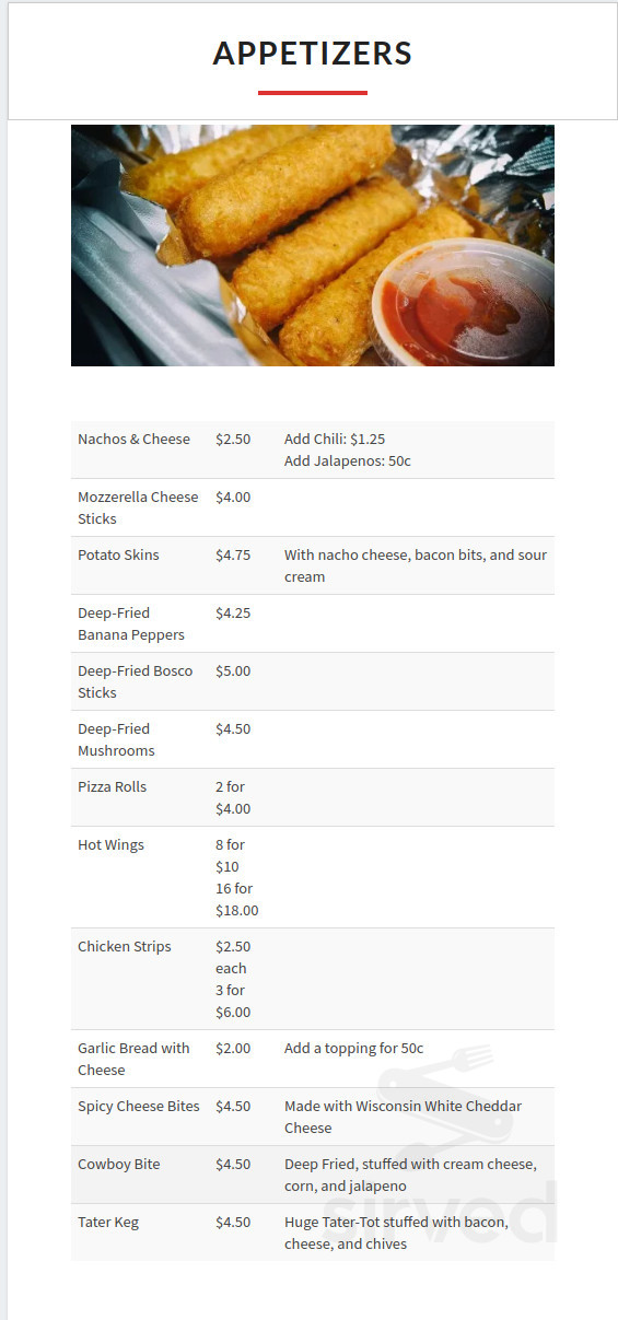 The Pizza Place menu in West Liberty, Kentucky, USA