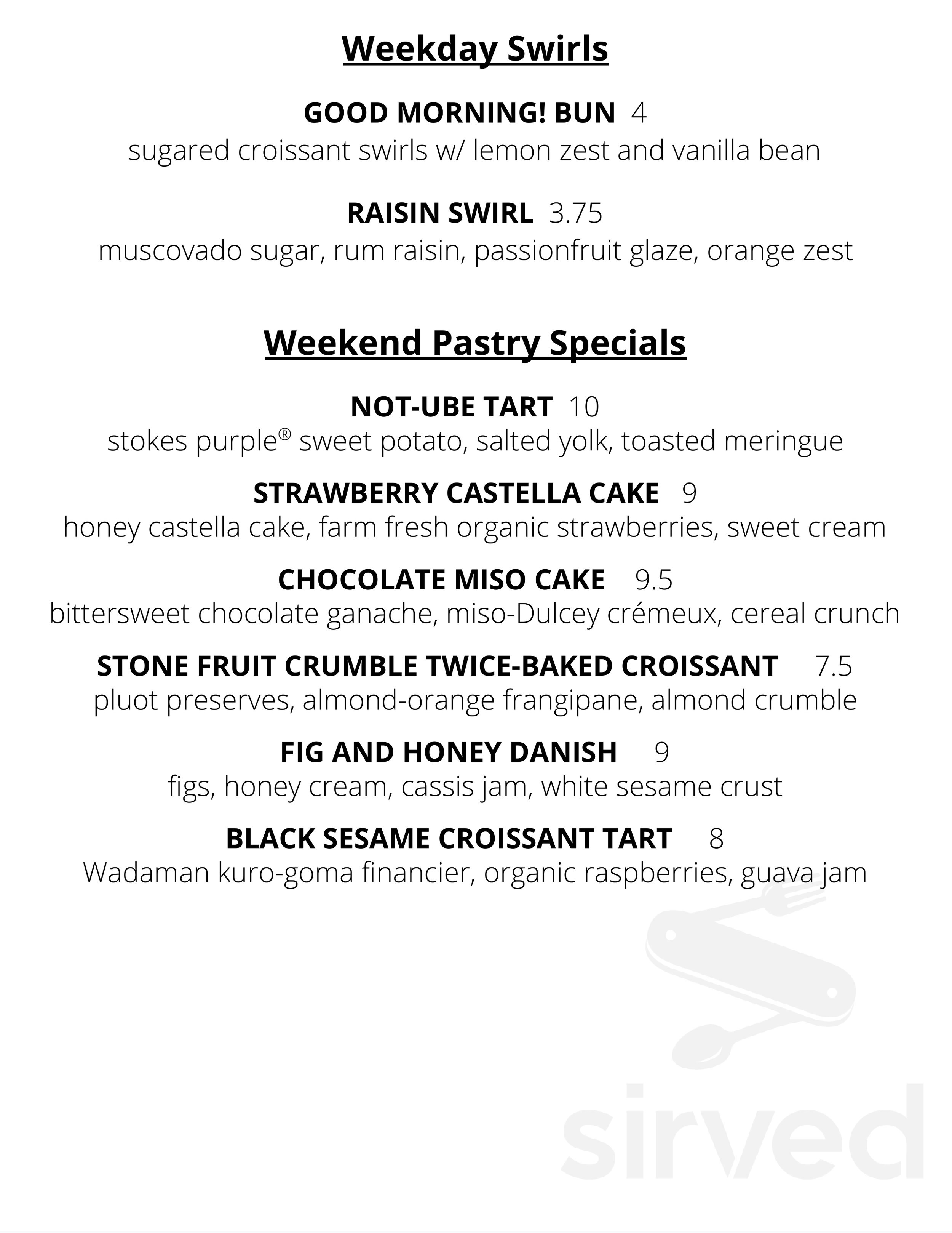 Breadbelly menu in San Francisco, California, USA