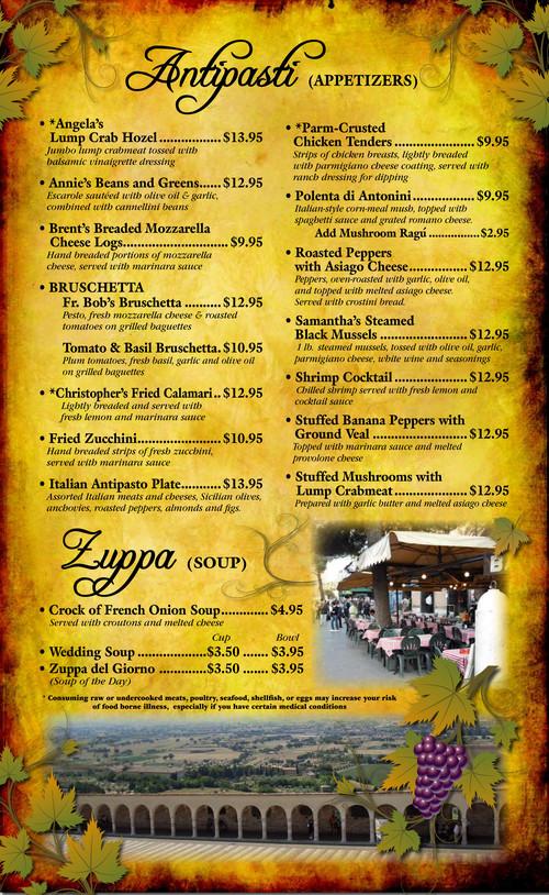 Caporella's menu in Uniontown, Pennsylvania, USA