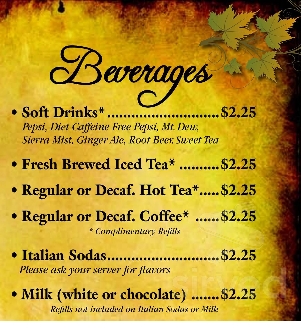 Caporella's menu in Uniontown, Pennsylvania, USA