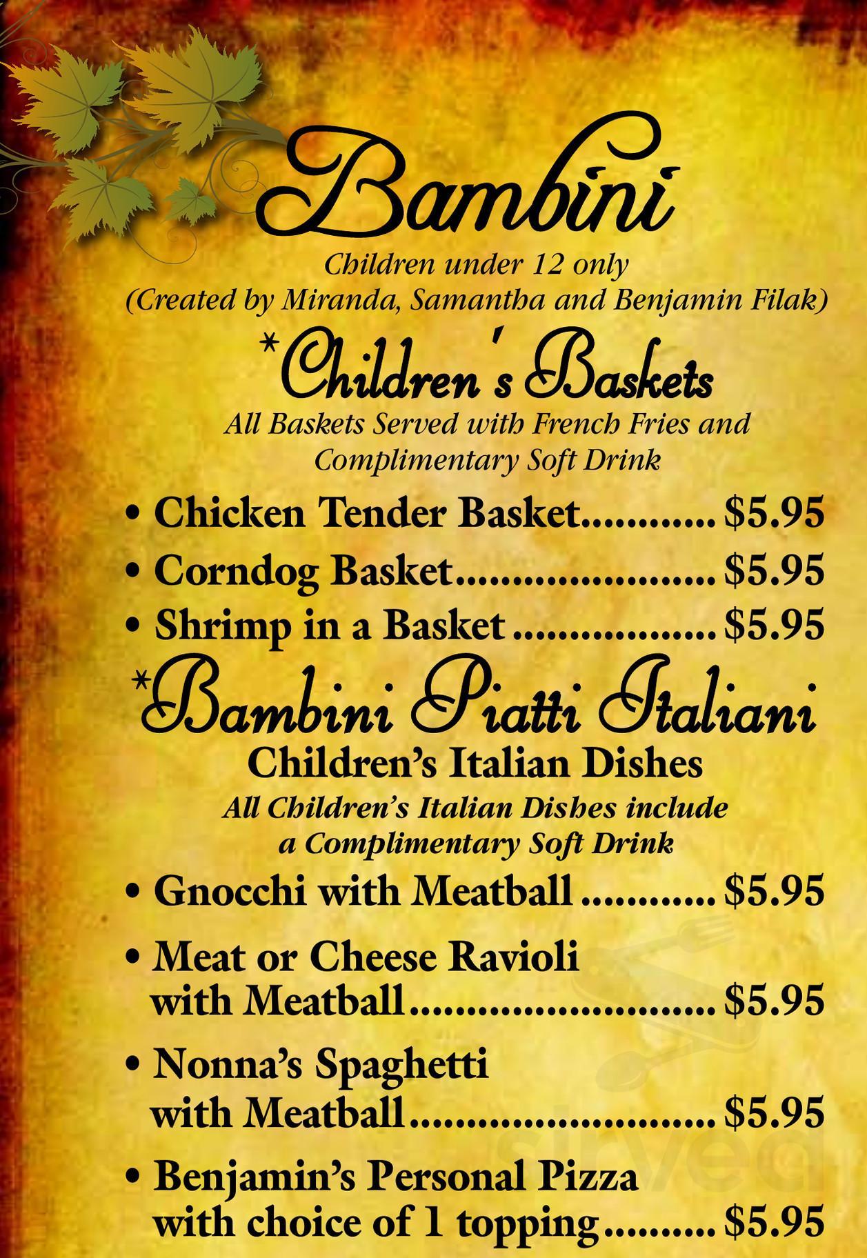 Caporella's menu in Uniontown, Pennsylvania, USA