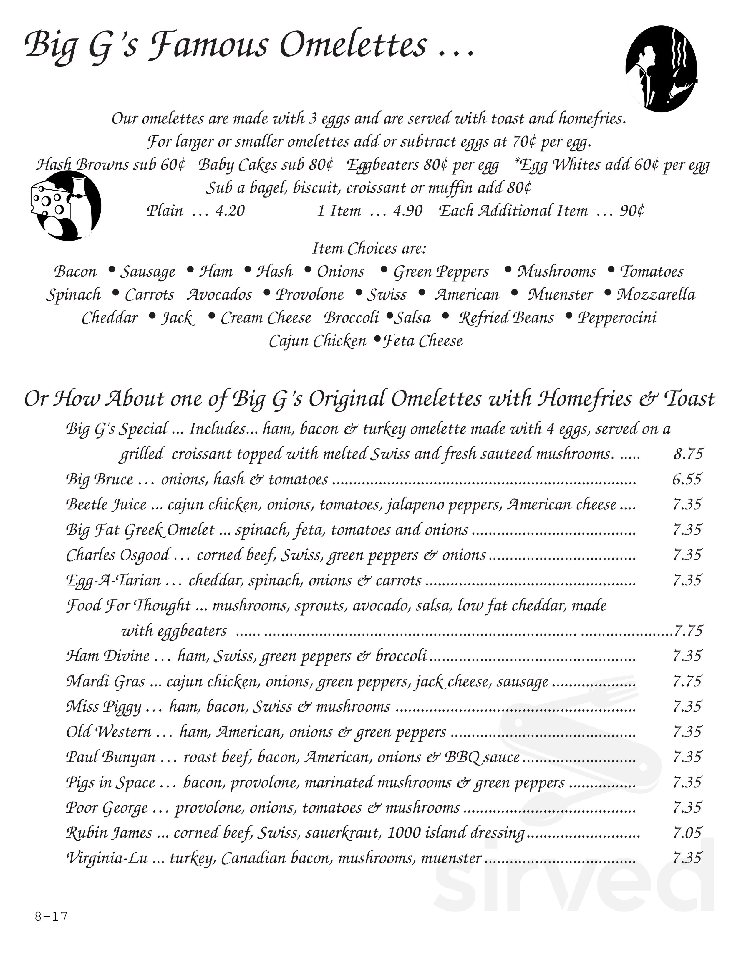 Big G's Deli menus in Winslow, Maine, United States
