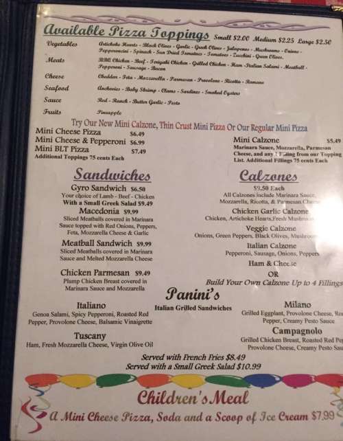 Pirates Pizza menu in Reno, Nevada, USA