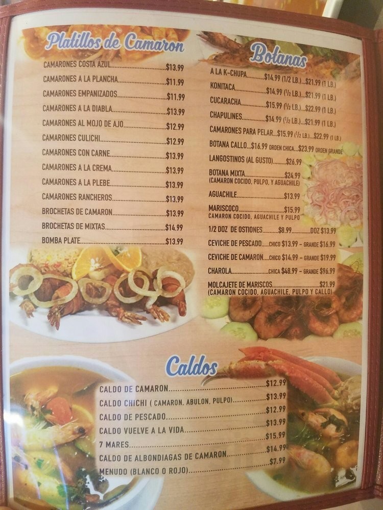 Mariscos Alas menu in Paramount, California