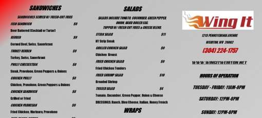 Printable Wingnit Menu Menu for Wing It in Weirton, WV | Sirved