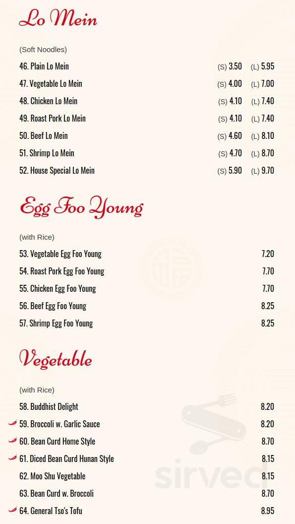 New Great Wall Chinese Restaurant menu in Killingworth, Connecticut