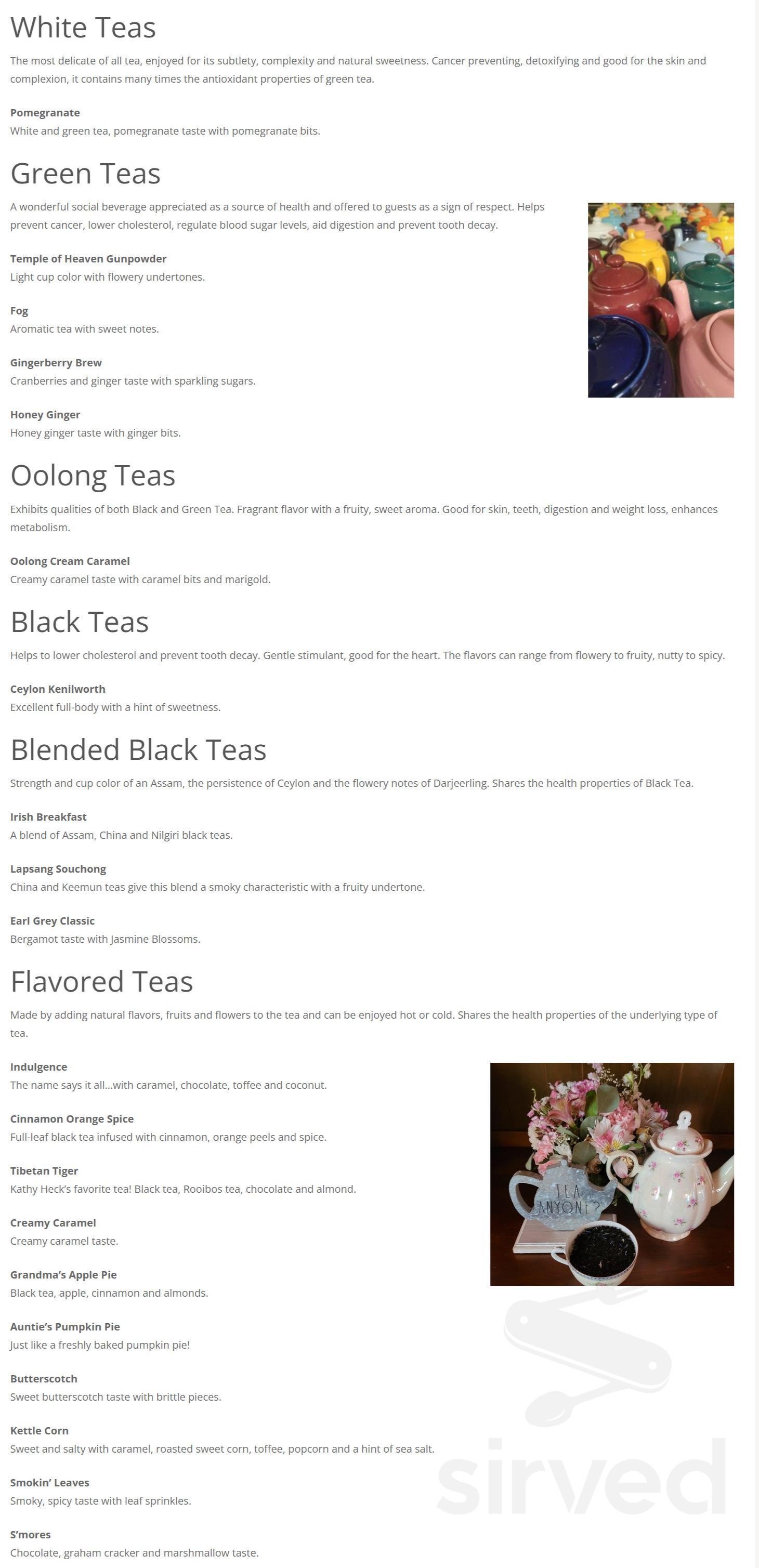 Talking Tea Cup menu in Chalfont, Pennsylvania, USA
