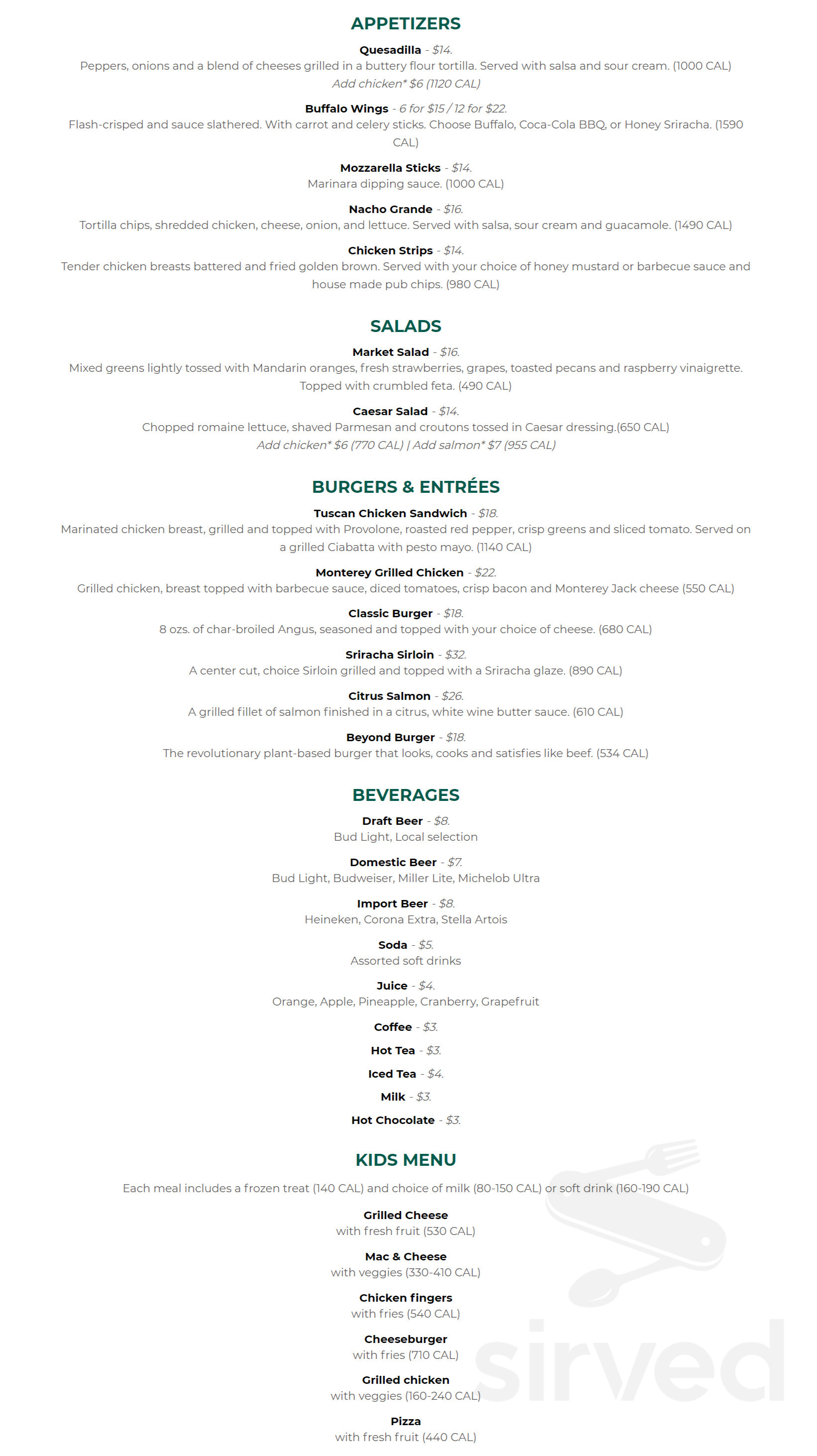 Palm Breezes Restaurant menu in Orlando, Florida, USA