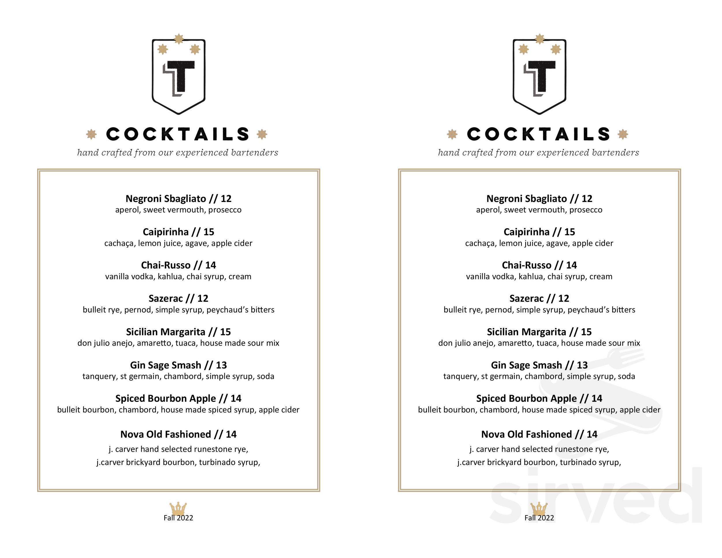 Terza menu in Rochester, Minnesota, USA