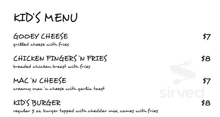 Blind Angler Grill kids menu in Peachland, British Columbia