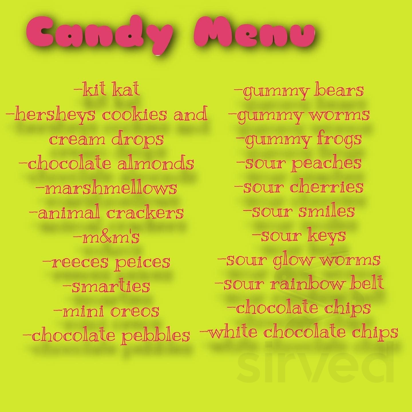 Menu for Tru Frozen Yogurt in Kelowna, BC Sirved