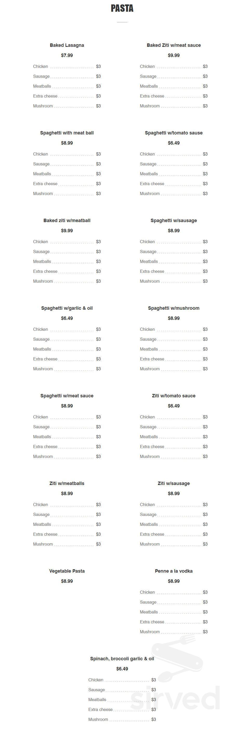 Junction Pizza & Pasta menus in Queens, New York, United States
