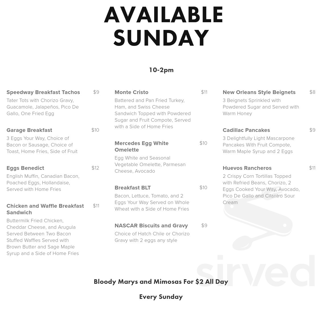 Garage Grill Herriman menus in Herriman, Utah, United States