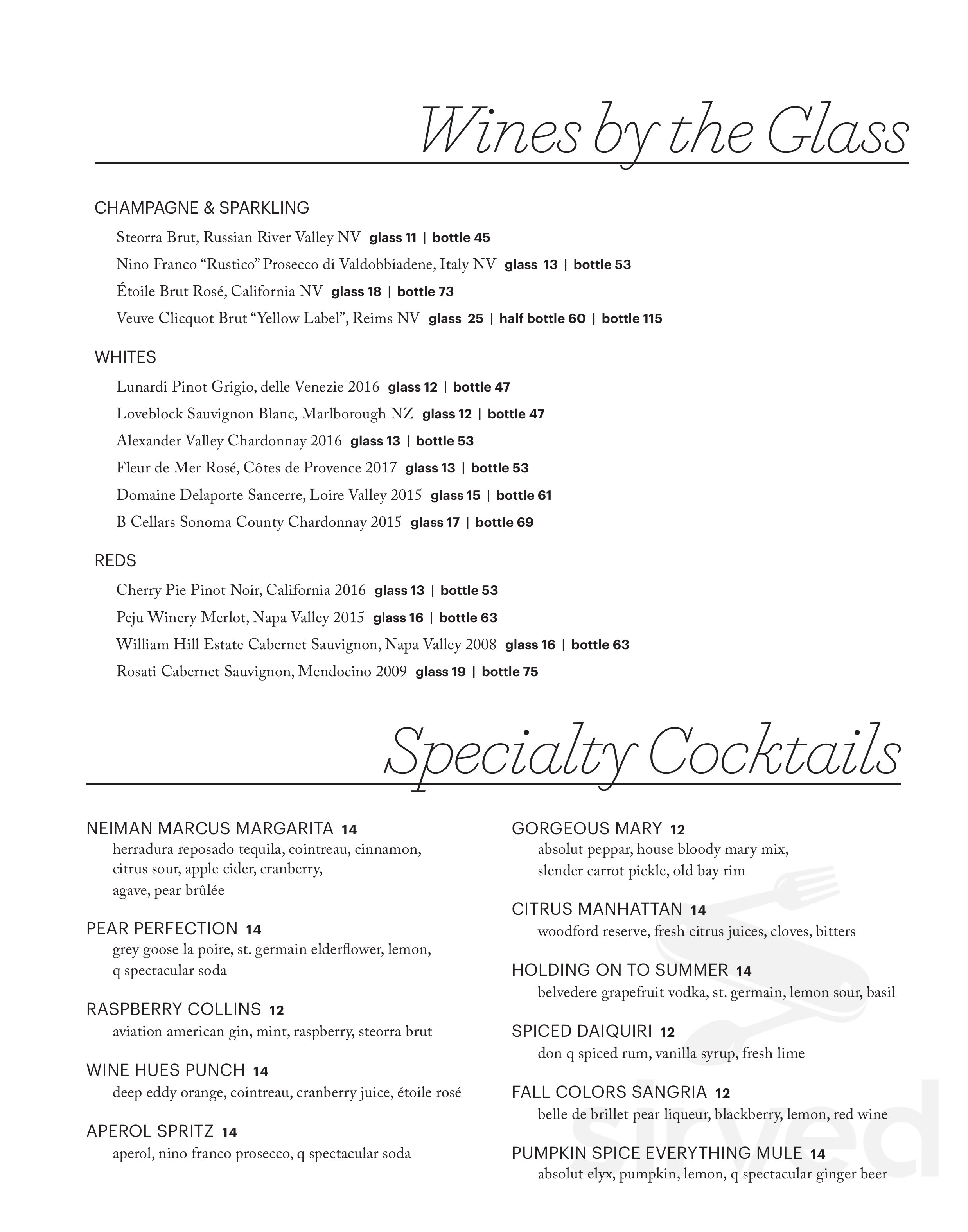 Neiman Marcus menu in White Plains, New York, USA