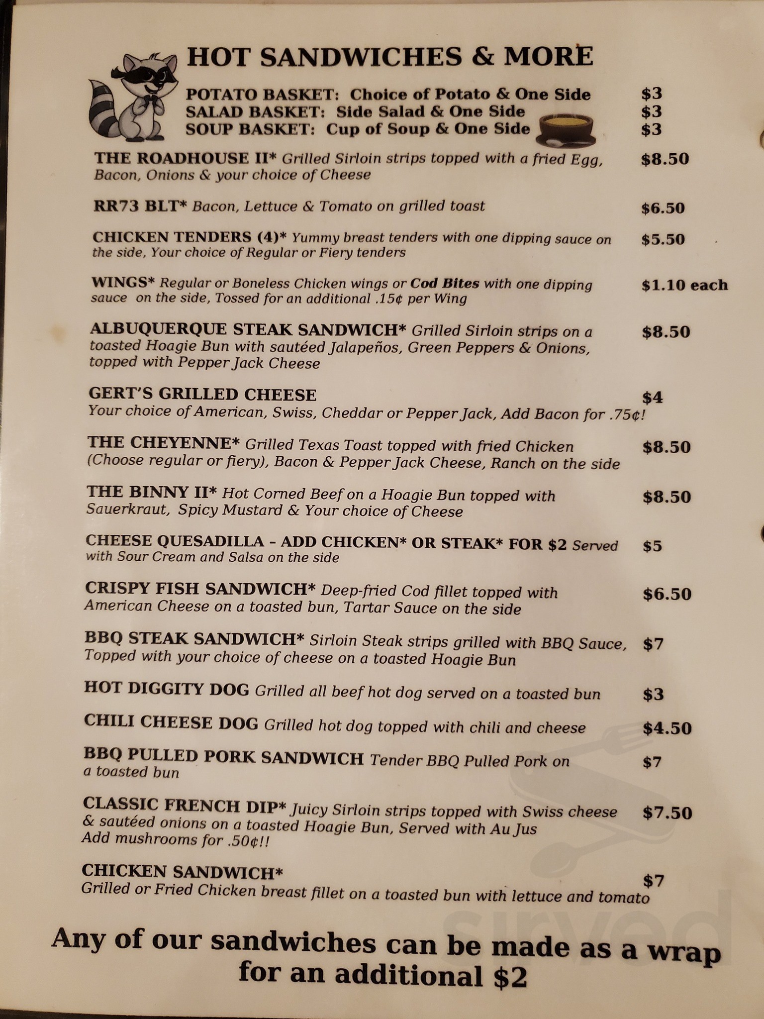 Roux's Roadhouse 73 menus in Nekoosa, Wisconsin, United States