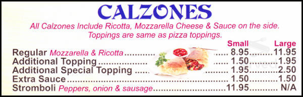 Wallingford Pizza House menu in Wallingford, Connecticut