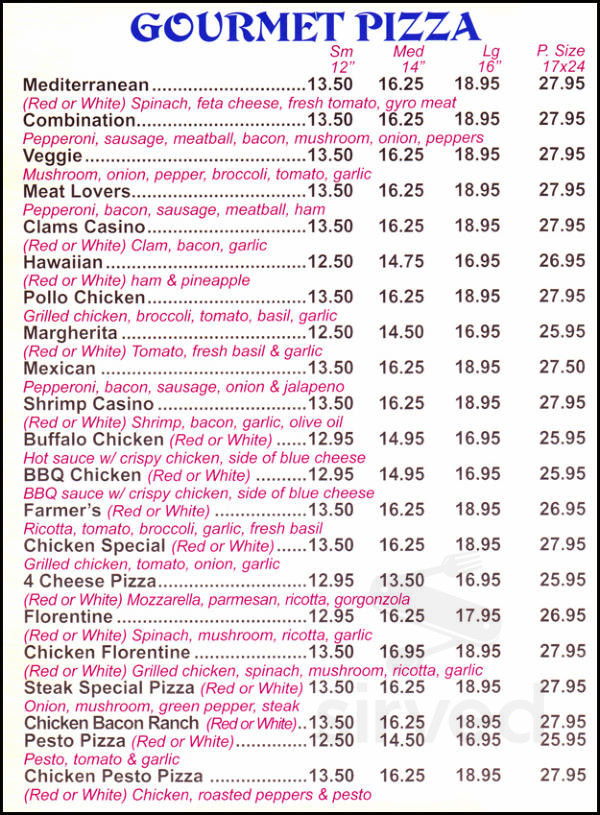 Wallingford Pizza House menu in Wallingford, Connecticut